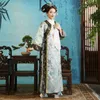Урожай долго женщины рукава платья Древние традиционные этнические одежды вечера партии Cheongsams платье длиной Qipao платье