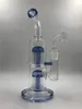 Glass Hookahs Double Chamber Arm Tree Perc Bongs Diffuser Water Pipes Oil Burner Bubbler Dab Rig Shisha with Banger 14mm Joint Blue Purple Dark Green Color