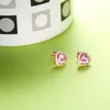 Pembe CZ Diamond Heart Stud Küpe Gül Altın Pandora için 925 Sterlling Gümüş Düğün Tasarımcı Kadınlar için Takı Hediye Hediye Orijinal Kutu ile Lüks Küpe