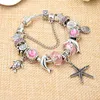 Partihandel-Charm Bead Starfish Turtle Animal Beading Silver Plated Armband Lämplig för Pandora Style Bracelet Smycken