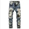 Jeans da uomo Hole Patch Distressed New Slim Denim Pantaloni Stile europeo e americano Vendita calda Formato asiatico