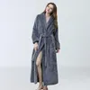 Women Extra Long Warm Coral Fleece Bathrobe Winter Thick Flannel Thermal Bath Robe Kimono Dressing Gown Bride Peignoir Sleepwear