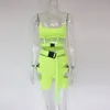 Beyprern Hot Girl Sexy Cut Out Neon Green Buckle Shorts Set Women Tight Buckle Matching Set 2 Piece Night Out Outfits Wholesale