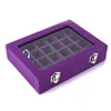 24 Grids Velvet Jewelry Box 7 Colors Rings Earrings Necklaces Makeup Holder Case Organizer Jewelery Storage Box 10pcs OOA7426-14