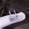 熱い販売2019年の高級ジュエリー925スターリングシルバーTの形ホワイトTopaz CZ Daimond Weside Wedding Gemstonesイヤリングフックの恋人の贈り物