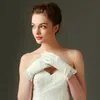 Matte Satin Bridal Gloves Short Lace Trim Ivory Wedding Bridal Accessories Bride Gloves Wrist Length Wedding Glove