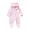 赤ちゃん女の子のロンパース固体幼児男の子ジャンプスーツ長袖新生児のフード付きフードラップロンパースフランネル暖かい赤ちゃんの服3色bt4985