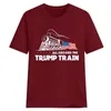 Homens Donald Trump Trem T-Shirt O-pescoço Camisa de Manga Curta EUA Bandeira Manter Americano Grande carta Tops T TODOS A BORDO DA Camisa LJJA2951