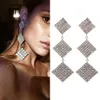 Fashion-Square Diamonds Dangle Örhängen för kvinnor Golden Silver Rhinestone Chandelier Örhängen Västra Trendiga Lyxiga Mode Smycken