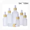 Mejor vendedor Vacío 5ml 10ml 15ml 20ml 30ml 50ml 100ml Frasco cuentagotas de vidrio esmerilado transparente con pipeta para aceite esencial de perfume cosmético