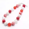 Collana di perle di perle in ABS grosso rosso + bianco per bambini Collana di gioielli rotondi in bubblgum per ragazza di moda per bambini Vendita calda