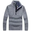 Herbst Männer Dicke Warme Gestrickte Pullover Solide Langarm Rollkragen Pullover Half Zip Wolle Fleece Winter Mantel Bequeme Kleidung V191118