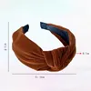 New Fashion Women Hairband Autunno Inverno Turbante Lato Lato Morbido Velluto Dorato Fascia Per Copricapo Classico Solido Per Adulti