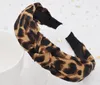 Faixa de cabelo feminina com nó de leopardo boêmio étnica geométrica com padrão de leopardo com nó Acessórios de cabelo personalizados GB1034