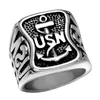 Hoogwaardige roestvrijstalen officieren Verenigde Staten Verenigde Staten US Navy Ring Retro Silver Gold USN Militaire ringen Juwelier Anchor Men sieraden Gift