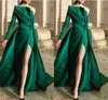 Unique Off Shoulder Long Sleeve Prom Evening Dresses Pleats Draped Side Split Pageant Dress Women Formal Evening Gowns Cocktail Party