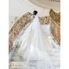 Arabic Aso Ebi Plus size in pizzo in rilievo a maniche lunghe con maniche lunghe in rilievo abiti da sposa a buon mercato ZJ443 407