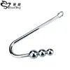 New stainless steel metal anal hook with ball hole butt plug dilator prostate massager SM bondage sex toy for man male Y200422