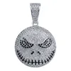 Fashion Cubic Zirconia Jack Skellington Cartoon Pendant Hip Hop Necklace Gold Silver Color Skull Jewelry For Men Women