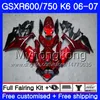 Kroppsvin Rödfabrik för Suzuki GSXR 750 600 GSX R600 R750 GSXR750 06 07 296HM.21 GSX-R600 06 07 GSXR-750 K6 GSXR600 2006 2007 FEASIONS KIT