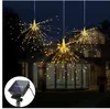 120led 200 LED Lampe solaire Starburst String Light Cuir Panneau solaire Panneau solaire Powered Fairy Firework Xmas Explosion Mariage Lumière