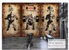 カスタマイズされた3Dステレオスポーツジムフォトウォールペーパー壁画3Dレトロなレンガの壁ビンテージスポーツジムクラブの重量持ち上がる背景の壁