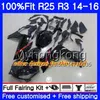 Injeção Para YAMAHA YZFR25 YZF R25 R3 2014 2015 2016 2017 240HM.44 YZF-R25 YZF-R3 R 25 quente Brilhante preto Corpo YZFR3 14 15 16 17 kit Carcaças