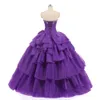 Dark Purple Vintage Ball Gown Prom Quinceanera Dresses Ruffle Beaded Crystal Tiered Tulle Corset Back Sweet 16 Dress Party Graduation Prom