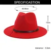 Sombreros Fedora de fieltro de lana de ala plana con cinturón Rojo Negro Patchwork Jazz Sombrero formal Sombrero de Panamá Trilby Chapeau para hombres Mujeres Enteras HN7836488