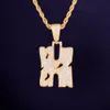 Nouveaux hommes creux lettre pendentif collier en laiton matériel glace CZ pierres or Rock Street Hip Hop bijoux