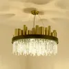 Delin luxe moderne kristallen kroonluchter goud gepolijst staal eetkamer verlichting armatuur rechthoek ac110-240V cristal lamp