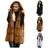 Kvinnor Faux Fur Black Ärmlös Vest Waistcoat Gilet Wrap Jacket Coat Outwear Winter Womens Fleece Väst plus storlek S-2XL