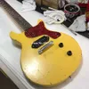 Custom DC TV Yellow Cream Relic Junior Guitare Électrique Noir P90 Micros Dog Ear Red Turtle Shell Pickguard Wrap Around Cordier Rolled Edge