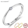 925 Srebrne pierścienie dla kobiet Śliczne cyrkon okrągły geometryczny ślub Minimalistyczny prezent biżuterii