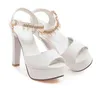 Plusstorlek 32 33 34 35 till 40 41 42 43 Kvinnor Designer Sandaler Slider Lavendel Rhinestone Platform Tjocka Högklackandaler