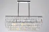 Luxury K9 rectangular crystal chandelier LED glow pendant lamp bedroom living room E14 Chandeliers luminaire paragraph room LLFA