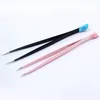 1pc 2 heads Straight Nail Tweezers with Silicone Pressing Head for 3D Sticker Rhinestones Water Sticker Picker Metal Nails Tools