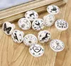 Black & White Printed Decorative Round Ceramic Knob, Cabinet Hardware, Modern Wardrobe Furniture Door Handle Drawer pulls