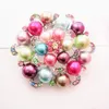Rhodium Silver Plated Multi colored Rhinestone Crystal and Pearl Flower Brooch