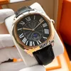 NY Drive Moon Phase WGNM0008 Automatisk män Titta på vit textur Dial Rose Gold Case Brown Leather Strap Gents Watches Watch Zone 269G