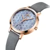 Julius Watch Green Women Leather Fashion Stylish Quartz Armbandsur RoseGold Rostfritt stål Bakväska JA-1178