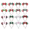 16 styles Bande Dessinée De Noël Paillettes Oreilles De Souris Arc Bâtons De Cheveux Plaid Bowknot Cheveux Cerceau Bandeaux Père Noël Bébé Bandeau