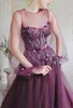 Elegante avondjurken juweel hals kant 3d bloemen appliques kralen prom jurk sweep trein lange mouwen formele feestjurken