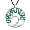 10pc plaqué argent arbre de vie perlé fil enroulé collier rose vert bleu rouge cristal perles de rocaille en verre arbre branche ronde pendentif collier