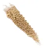 #27 Медовая блондинка изгиб кудрявые человеческие волосы 3bundles с закрытием светло -коричневые бразильские кудрявые утомительные волосы с кружевным закрытием240D