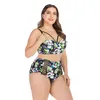 2019 Nuovo costume da bagno floreale femminile di grandi dimensioni Push Up Bather Women Split Seno grande Busto Bikini Plus Size Costumi da bagno Costumi da bagno