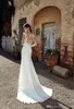 Scoop Neck Satin Mermaid Böhmen Bröllopsklänningar 2020 Cap Sleeves Tulle Lace Applique Plus Storlek Bröllop Bröllopklänningar Robes de Mariée