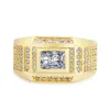 Bague pour hommes taille 13 glacé Micro pavé or jaune 18 carats rempli classique beaux hommes bande de doigt bijoux de fiançailles de mariage Gi206m