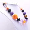 Halloween Style Kid Chunky Necklace Orange Flower Toddlers Girls Bubblegum Bead Chunky Necklace Children Jewelry