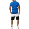 Nouveaux ensembles pour hommes hommes 2 pièces tenue Sport ensemble à manches courtes t-shirt et Short été loisirs décontracté court mince ensembles costumes